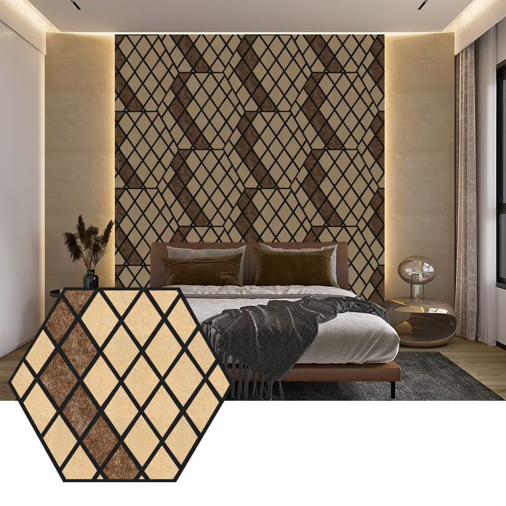 Hexagonowe panele akustyczne PET do nowoczesnych projektów ścian