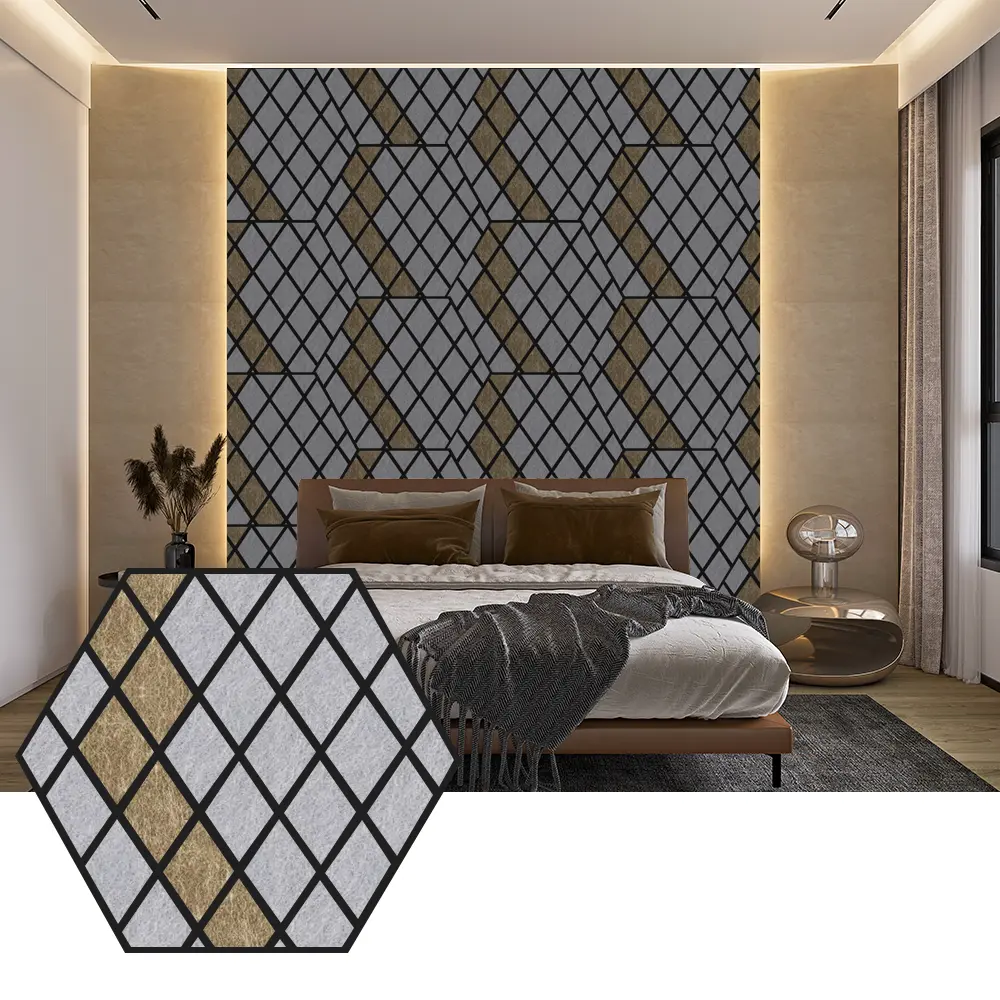 Hexagonowe panele akustyczne PET do nowoczesnych projektów ścian