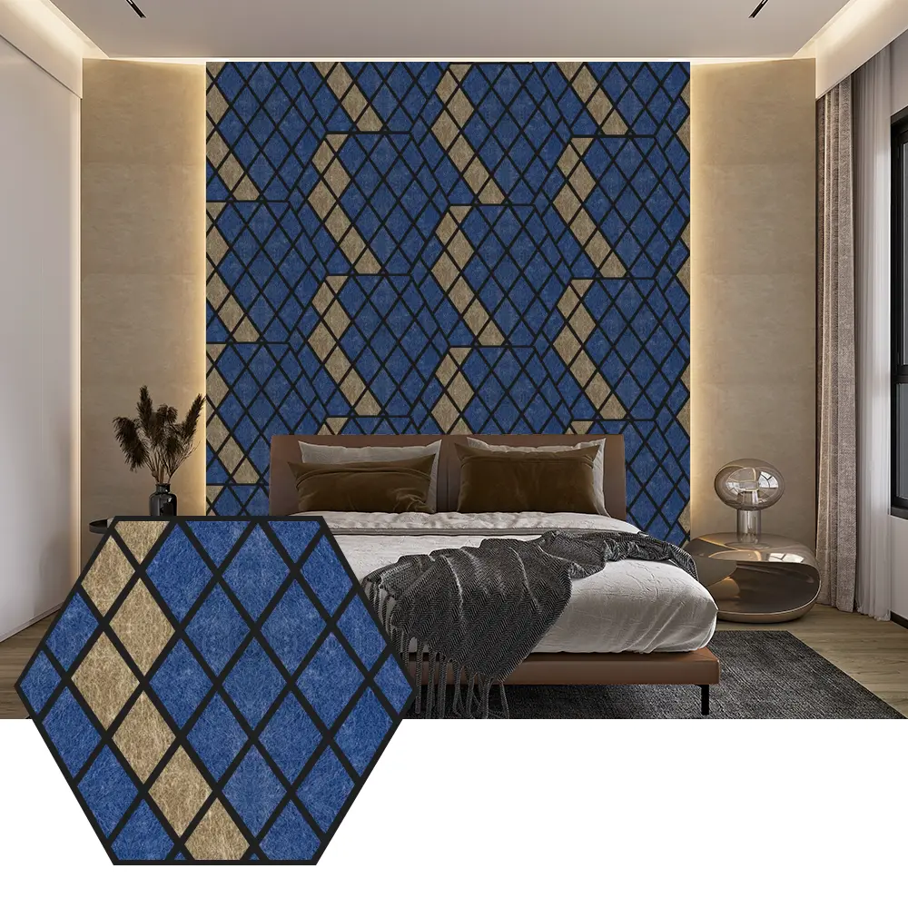 Hexagonowe panele akustyczne PET do nowoczesnych projektów ścian