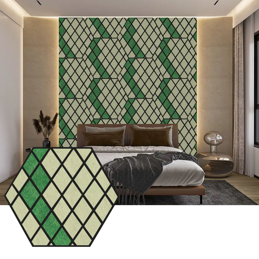 Hexagonowe panele akustyczne PET do nowoczesnych projektów ścian