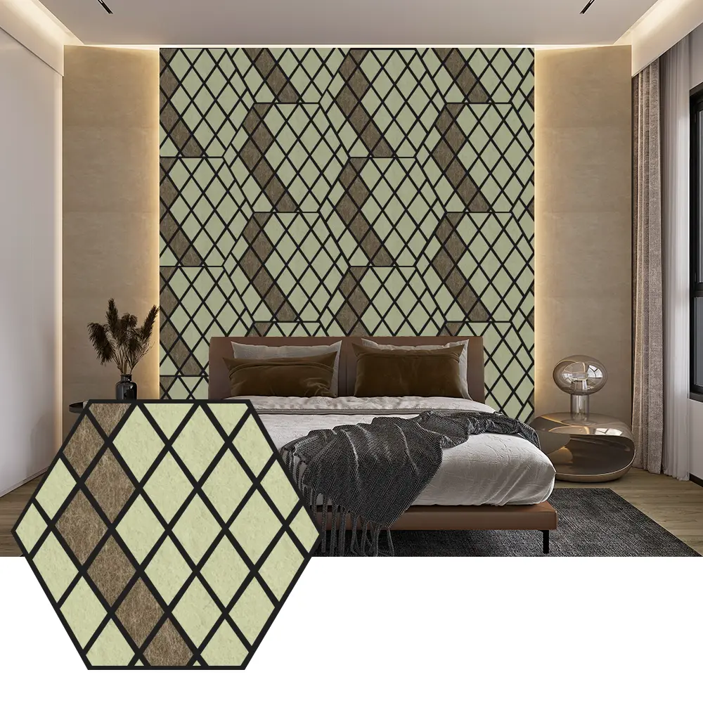 Hexagonowe panele akustyczne PET do nowoczesnych projektów ścian
