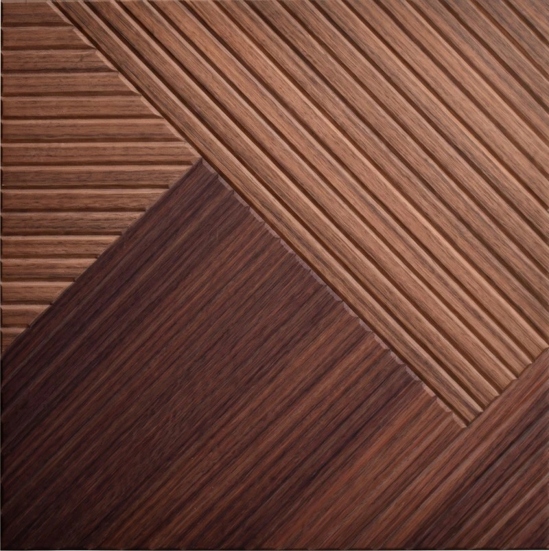 Panel akustyczny z drewna patchworkowego Wonear w salonie detalicznym Panel akustyczny z drewna patchworkowego Wonear w salonie detalicznym